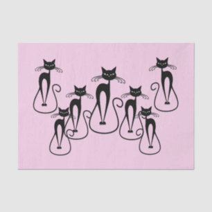 Papier Mousseline Whimsical Skinny Chat noir rose