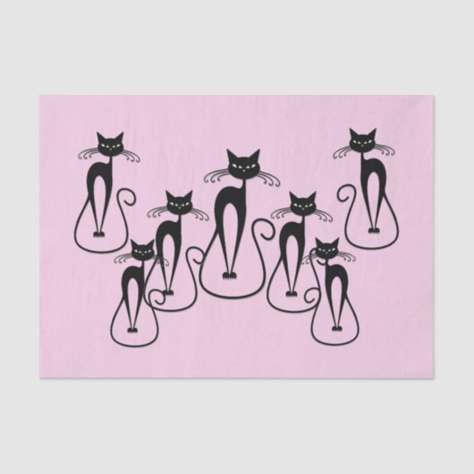 Papier Mousseline Whimsical Skinny Chat noir rose (Recto)
