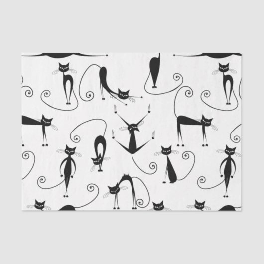 Papier Mousseline Whimsical Skinny Motif de chat noir (Recto)