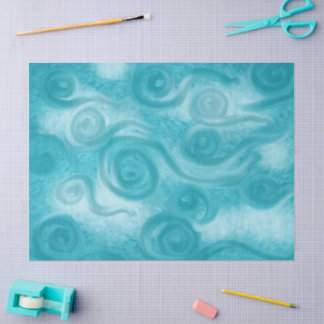 Papier Mousseline Whimsical Swirly Sky Blue Pattern Decoupage