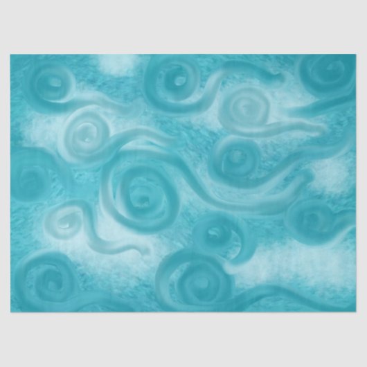 Papier Mousseline Whimsical Swirly Sky Blue Pattern Decoupage (Recto)