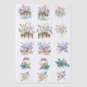 Papier Mousseline Whimsical Watercolor Beachy Florals & Shells  (Recto)