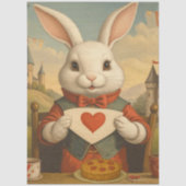 Papier Mousseline Whimsical White Rabbit Hearts Enchanted Wonderland (Recto)