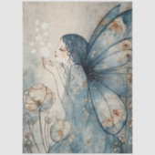 Papier Mousseline Whimsical Winter Fairy Blue Floral Decoupage (Recto)