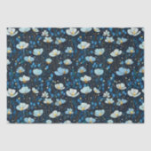Papier Mousseline Whimssical Midnight Blue Poppy Decoupage (Recto)