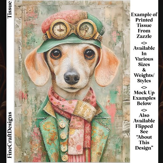 Papier Mousseline Whimsstel Pastel habillé Dachshund EB4R Découpage