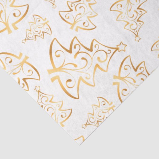 Papier Mousseline White and Gold Elegant Christmas Trees (Détail)