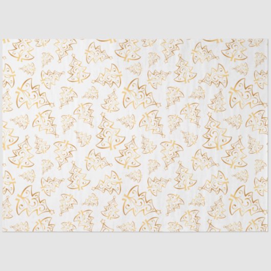 Papier Mousseline White and Gold Elegant Christmas Trees (Recto)