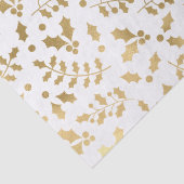 Papier Mousseline White and Gold Foil Christmas Holly (Détail)
