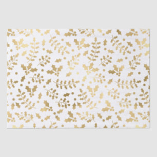 Papier Mousseline White and Gold Foil Christmas Holly