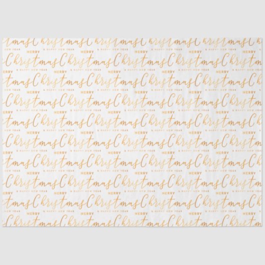 Papier Mousseline White and Gold Merry Christmas Word Art (Recto)