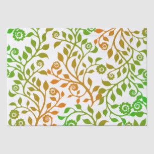 Papier Mousseline White and Green Swirly Floral Pattern Elegant Fall
