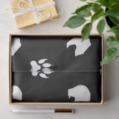 Papier Mousseline White Bears with Paw Prints on Black Background (Cadeau)