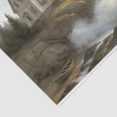 Papier Mousseline White Cliffside House At Sea Decoupage (Détail)