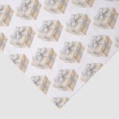 Papier Mousseline White Cream Silver Sparkle Bows Gifts Christmas (Détail)