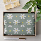 Papier Mousseline White Daisies Pattern Custom Background (Cadeau)