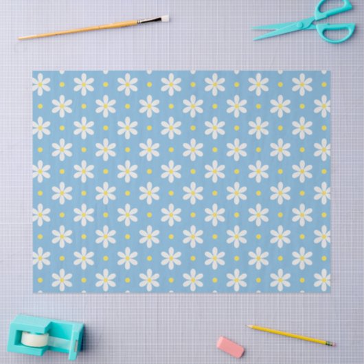 Papier Mousseline White Daisies Pattern Custom Background (Artisanat)