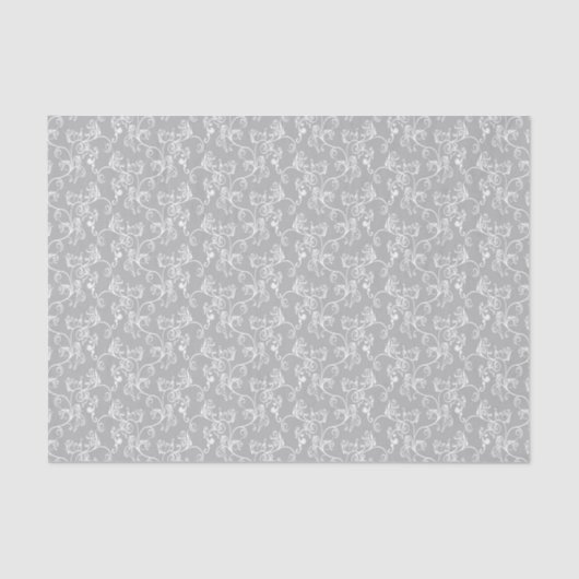 Papier Mousseline White&Grey moderne doux appelé Damask (Recto)