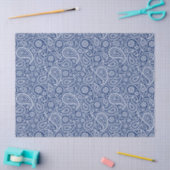 Papier Mousseline White on blue vintage paisley pattern (Artisanat)