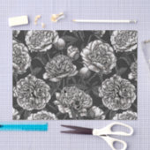 Papier Mousseline White peony flowers on dark gray (Artisanat)