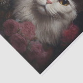 Papier Mousseline White Steampunk Cat, Roses, Decoupage (Détail)