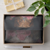 Papier Mousseline White Steampunk Cat, Roses, Decoupage (Cadeau)