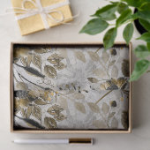 Papier Mousseline White, yellow anemones on a gray-brown background. (Cadeau)