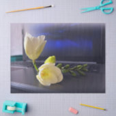 Papier Mousseline White yellow freesia (Artisanat)