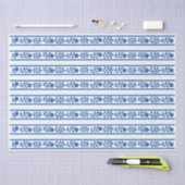 Papier Mousseline Whiteblue Bone Inlay Floral Border Decoupage Paper (Artisanat)