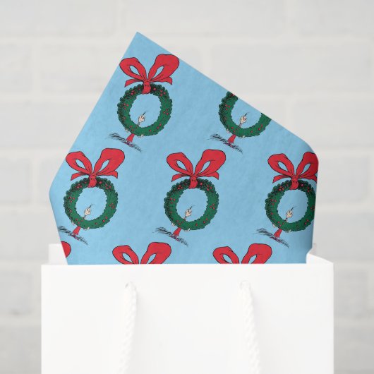 Papier Mousseline Who Peeking Through Christmas Wreath (Sac cadeau)