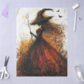 Papier Mousseline Wicked Witch in Red with Bats Decoupage (Artisanat)