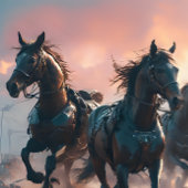 Papier Mousseline Wild horses Post apocalyptic futuristic V2