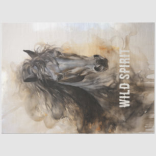 Papier Mousseline Wild Spirit Black Horse Portrait