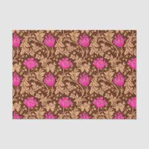 Papier Mousseline William Morris Anemone, Brown et Fuchsia Pink
