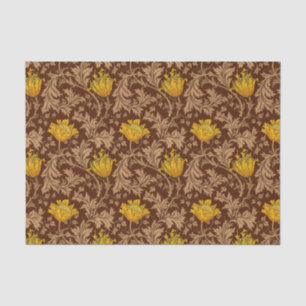 Papier Mousseline William Morris Anemone, Brown et moutarde Gold