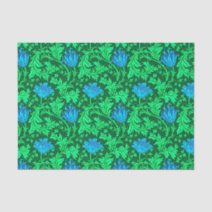 Papier Mousseline William Morris Anemone, Emerald Green et Blue