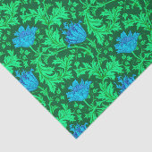 Papier Mousseline William Morris Anemone, Emerald Green et Blue (Détail)