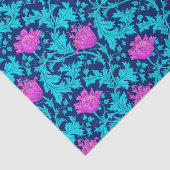 Papier Mousseline William Morris Anemone, Marine, Turquoise & Magent (Détail)