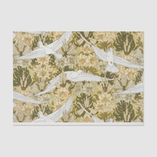 Papier Mousseline William Morris Bird Motif Floral Design (Recto)