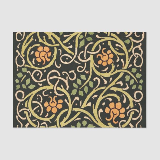 Papier Mousseline William Morris Black Floral Art (Recto)