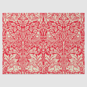Papier Mousseline William Morris Brer Rabbit Vintage Motif rouge
