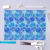 Papier Mousseline William Morris Chrysanthemums Nuances de Denim Blu (Artisanat)