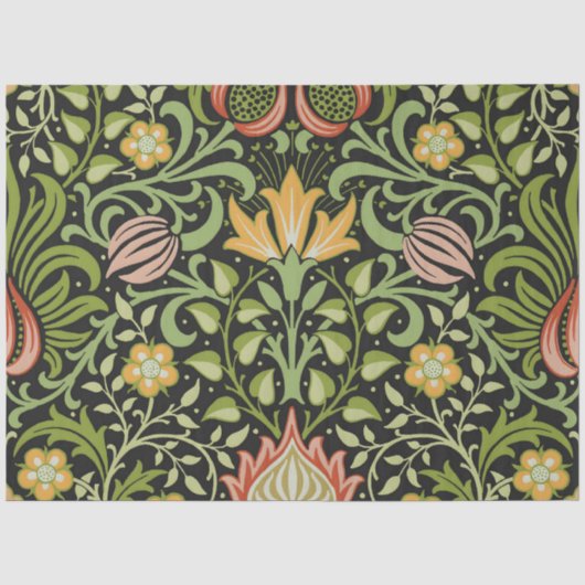 Papier Mousseline William Morris Conception botanique florale persan (Recto)