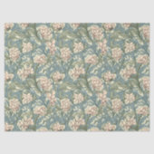 Papier Mousseline William Morris crème inspirée pastel vert sauge (Recto)