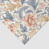 Papier Mousseline William Morris d'inspiration ivoire rose pâle bleu (Détail)