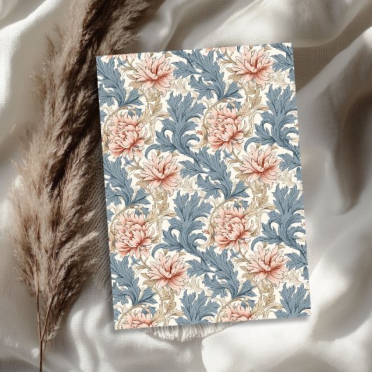 Papier Mousseline William Morris d'inspiration pastel bleu rose pâle