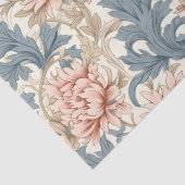Papier Mousseline William Morris d'inspiration pastel bleu rose pâle (Détail)