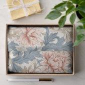 Papier Mousseline William Morris d'inspiration pastel bleu rose pâle (Cadeau)