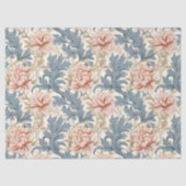 Papier Mousseline William Morris d'inspiration pastel bleu rose pâle (Recto)
