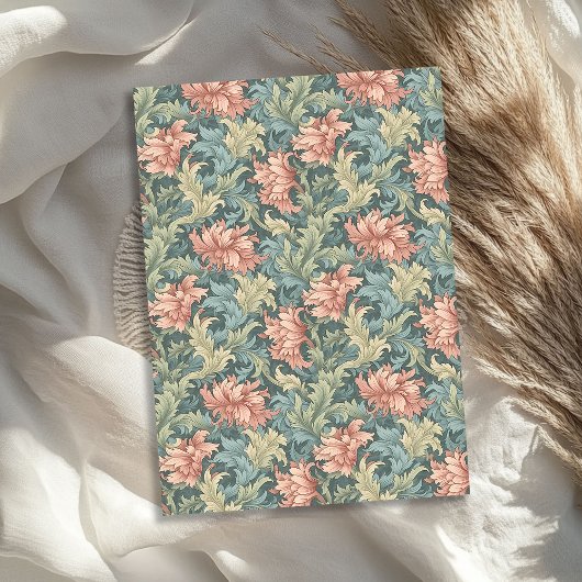 Papier Mousseline William Morris d'inspiration sauce blush vert past
